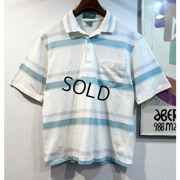 画像1: 【USA製】【GRAND SLAM by munsingwear】【マンシングウェア】【白x水色】ボーダー【ポロシャツ】【サイズＬ】 