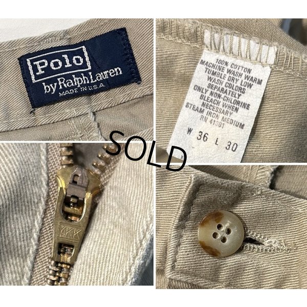 画像3: 〜90’ｓ USA製 ビンテージ【ラルフローレン】POLO RALPH LAUREN【ベージュ】【２タック】【コットンパンツ】チノパン【36X30】 