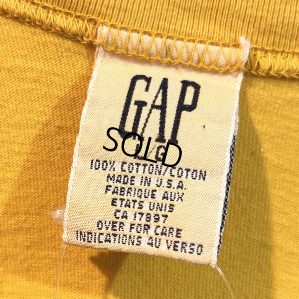 画像2: 90's USA製【ビンテージ】【GAP】オールドギャップ【マスタードイエロー】無地 Vネック Ｔシャツ【サイズL】 