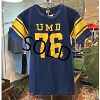 【70's】【USA製】【ビンテージ】【チャンピオン】【Champion】UMD 76【紺ｘ黄色】【Tシャツ】【サイズM】 