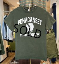 ビンテージ【GILDAN】【ギルダン】PONAGANSET~【インディアンヘッド】緑【モスグリーン】【Tシャツ】【サイズS】 