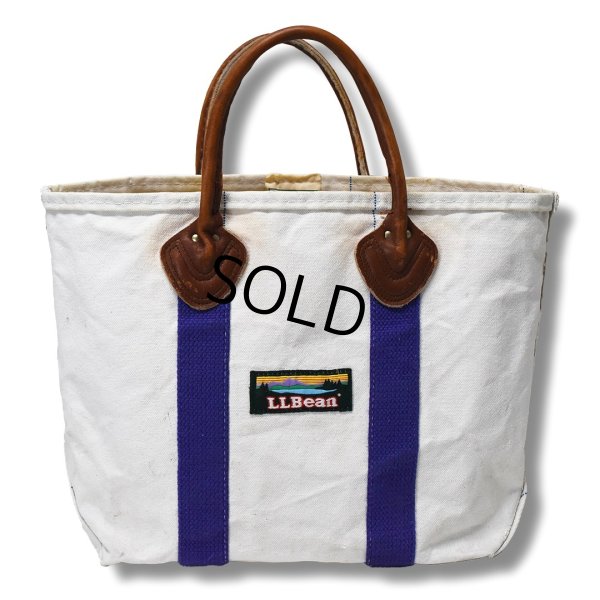 画像4: 【ビンテージ】【L.L.bean】白ｘ紫【キャンバス】【レザーハンドル】【ミニトートバッグ】LMA 【ビーントート】 