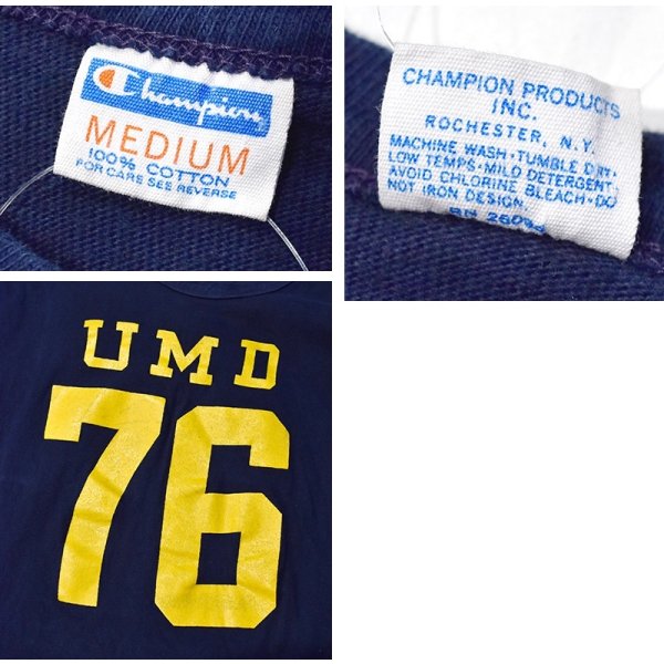 画像2: 【70's】【USA製】【ビンテージ】【チャンピオン】【Champion】UMD 76【紺ｘ黄色】【Tシャツ】【サイズM】 