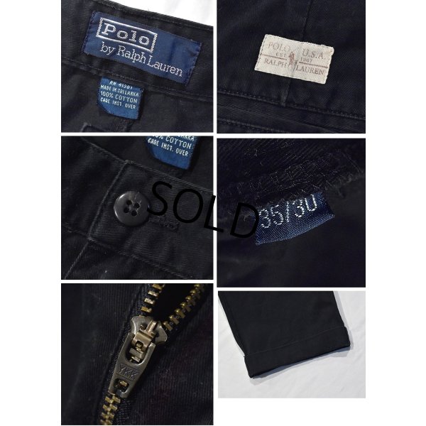 画像3:  ビンテージ【ラルフローレン】POLO RALPH LAUREN【黒】【２タック】【コットンパンツ】【35X30】 