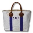 画像3: 【ビンテージ】【L.L.bean】白ｘ紫【キャンバス】【レザーハンドル】【ミニトートバッグ】LMA 【ビーントート】<br> (3)