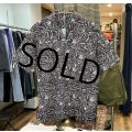 ビンテージ POLO RALPH LAUREN【ラルフローレン】オールドラルフローレン【CLAYTON】【黒ｘ白】総柄 半袖開襟シャツ サイズL  