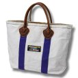 画像1: 【ビンテージ】【L.L.bean】白ｘ紫【キャンバス】【レザーハンドル】【ミニトートバッグ】LMA 【ビーントート】<br> (1)