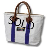 【ビンテージ】【L.L.bean】白ｘ紫【キャンバス】【レザーハンドル】【ミニトートバッグ】LMA 【ビーントート】 