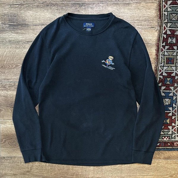 画像1: 【ビンテージ】【POLO RALPH LAUREN】【ラルフローレン】ポロベアー 【黒】ブラック ロンT【サーマルロンT】【サイズL】 