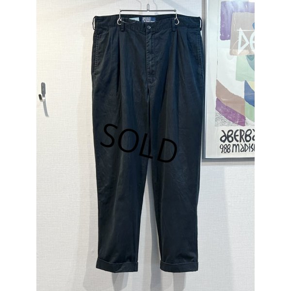 画像2:  ビンテージ【ラルフローレン】POLO RALPH LAUREN【黒】【２タック】【コットンパンツ】【35X30】 