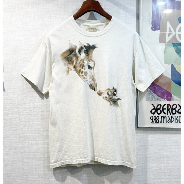 画像1: ビンテージ【THE MOUNTAIN】親子キリン クリーブランド メトロパーク動物園【クリーム色】Tシャツ【サイズM】 
