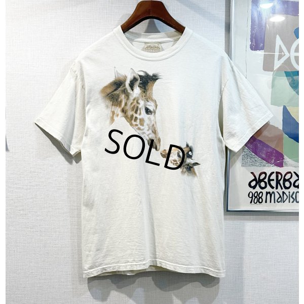画像1: ビンテージ【THE MOUNTAIN】親子キリン クリーブランド メトロパーク動物園【クリーム色】Tシャツ【サイズM】 