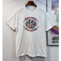 ほぼ未使用 80's【USA製】KUTZTOWN【ビンテージ】【クリーム色】【鳥と花】プリント【Tシャツ】【サイズＬ】 