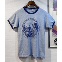 80's~【ビンテージ】【USA製】【belchertown MA】【霜降りブルー】【リンガーTシャツ】【サイズＭ】  