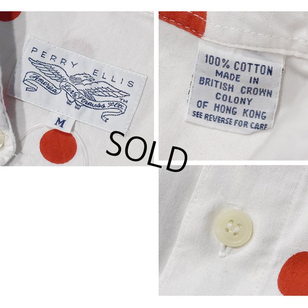 画像2: 【ビンテージ】ペリー・エリス【PERRY ELLIS】【白ｘ赤】ドット柄【コットン半袖シャツ】サイズＭ 