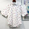 画像1: 【ビンテージ】ペリー・エリス【PERRY ELLIS】【白ｘ赤】ドット柄【コットン半袖シャツ】サイズＭ<br> (1)