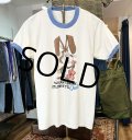 80's~【ビンテージ】【USA製】【You can’t drink~】【ウサギ】【Quiky】Nesquik ネスクイック 白ｘ水色リブ【リンガーTシャツ】【サイズＬ】  
