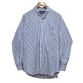POLO RALPH LAUREN【ポロラルフローレン】胸ポケット刺繡ロゴ入り【青×白ストライプ】コットン【ボタンダウンシャツ】【サイズL】  