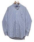 POLO RALPH LAUREN【ポロラルフローレン】胸ポケット刺繡ロゴ入り【青×白ストライプ】コットン【ボタンダウンシャツ】【サイズL】  