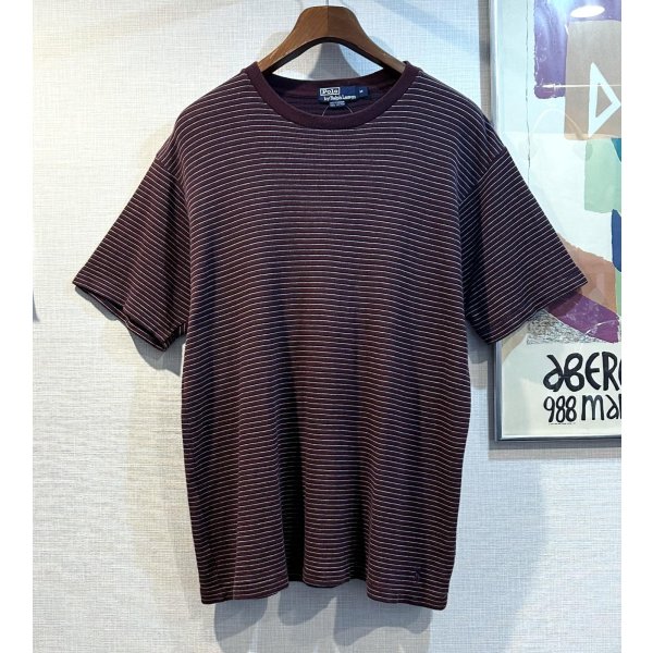画像1: ビンテージ【ラルフローレン】【POLO ralph lauren】【エンジ×紺】ボーダー【Ｔシャツ】【サイズM】 