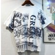 画像3: ビンテージ LES PROPYLEES【古代ギリシア】プリント 白ｘ紺 総柄【Ｔシャツ】【サイズL】<br> (3)