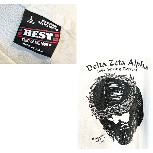 画像2: 90's【USA製】 ビンテージ【FRUIT OF THE LOOM 】フルーツオブザルーム シングルステッチ【Delta Zeta Alpha】【 Tシャツ】【サイズL】 