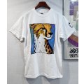 デッドストック【ビンテージ】【TULTEX】タルテックス【白】【チーター】プリント【Tシャツ】【サイズM】 