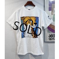 デッドストック【ビンテージ】【TULTEX】タルテックス【白】【チーター】プリント【Tシャツ】【サイズM】 