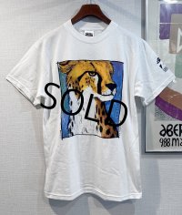 デッドストック【ビンテージ】【TULTEX】タルテックス【白】【チーター】プリント【Tシャツ】【サイズM】 