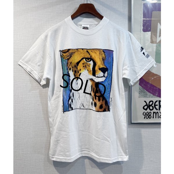 画像1: デッドストック【ビンテージ】【TULTEX】タルテックス【白】【チーター】プリント【Tシャツ】【サイズM】 
