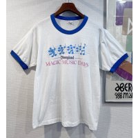 80's【USA製】ビンテージ【SCREEN STARS】スクリーンスターズ【白×青リンガー】ディズニーランド【DISNEYLAND MAGIC MUSIC~】ミッキーマウス【Tシャツ】【サイズＸＬ】 
