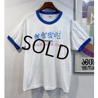 80's【USA製】ビンテージ【SCREEN STARS】スクリーンスターズ【白×青リンガー】ディズニーランド【DISNEYLAND MAGIC MUSIC~】ミッキーマウス【Tシャツ】【サイズＸＬ】 
