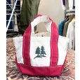 画像1: 90’s【ビンテージ】USA製【L.L.bean】エルエルビーン【ツリー刺繍】【生成りｘ赤】【キャンバス】【ミニミニトートバッグ】【ビーントート】<br> (1)