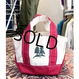 90’s【ビンテージ】USA製【L.L.bean】エルエルビーン【ツリー刺繍】【生成りｘ赤】【キャンバス】【ミニミニトートバッグ】【ビーントート】 