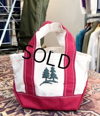 90’s【ビンテージ】USA製【L.L.bean】エルエルビーン【ツリー刺繍】【生成りｘ赤】【キャンバス】【ミニミニトートバッグ】【ビーントート】 