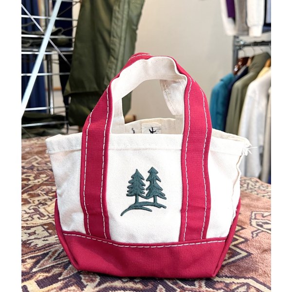 画像1: 90’s【ビンテージ】USA製【L.L.bean】エルエルビーン【ツリー刺繍】【生成りｘ赤】【キャンバス】【ミニミニトートバッグ】【ビーントート】 