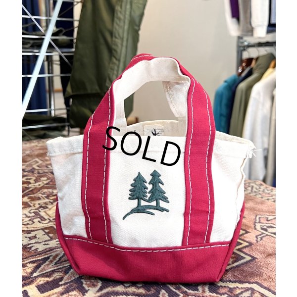 画像1: 90’s【ビンテージ】USA製【L.L.bean】エルエルビーン【ツリー刺繍】【生成りｘ赤】【キャンバス】【ミニミニトートバッグ】【ビーントート】 