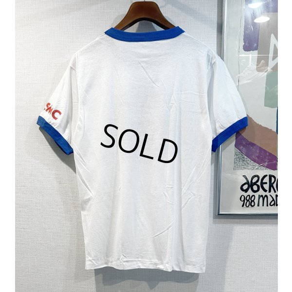 画像3:  デッドストック 80's【USA製】スクリーンスターズ【ビンテージ】【USMC】白ｘ青【リンガーTシャツ】【サイズＬ】 