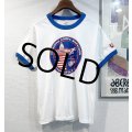  デッドストック 80's【USA製】スクリーンスターズ【ビンテージ】【USMC】白ｘ青【リンガーTシャツ】【サイズＬ】 