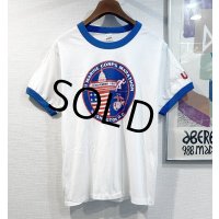  デッドストック 80's【USA製】スクリーンスターズ【ビンテージ】【USMC】白ｘ青【リンガーTシャツ】【サイズＬ】 