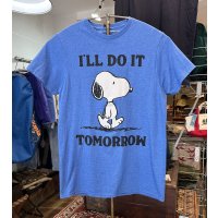 【ピーナッツ】【PEANUTS】スヌーピー I'LL DO IT TOMORROW【青】【Tシャツ】サイズS 