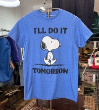 【ピーナッツ】【PEANUTS】スヌーピー I'LL DO IT TOMORROW【青】【Tシャツ】サイズS 
