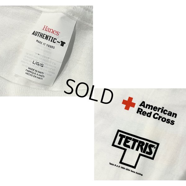 画像2: 程度良好!!【ビンテージ】ヘインズ【hanes】アメリカンレッドクロスｘテトリス【白】【Ｔシャツ】【サイズL】 