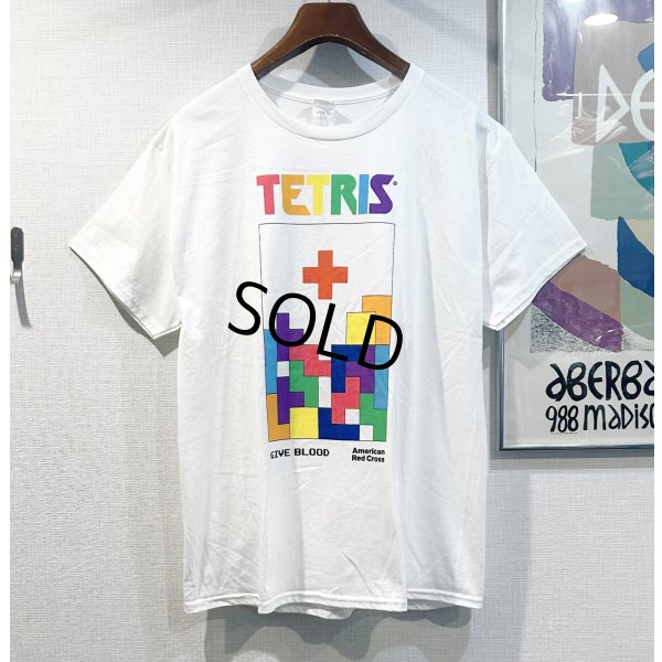 画像1: 程度良好!!【ビンテージ】ヘインズ【hanes】アメリカンレッドクロスｘテトリス【白】【Ｔシャツ】【サイズL】 