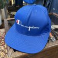 画像1: 90’s【USA製】【ビンテージ】Champion【チャンピオン】【青】ロゴ刺繍【ベースボールキャップ】<br> (1)