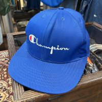 90’s【USA製】【ビンテージ】Champion【チャンピオン】【青】ロゴ刺繍【ベースボールキャップ】 