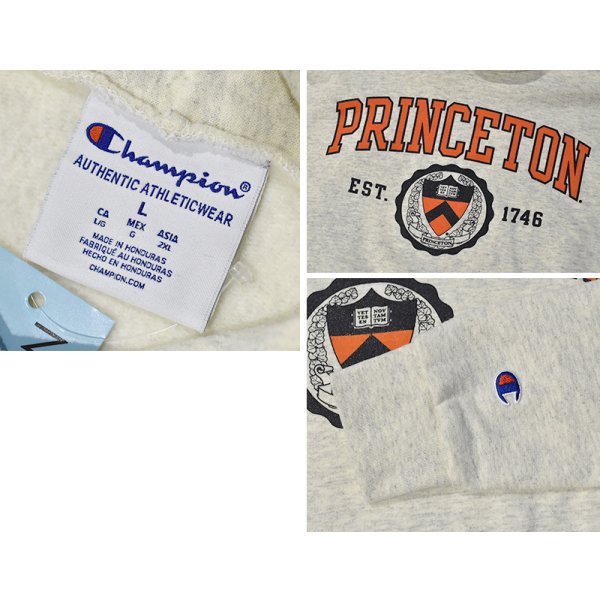 画像2: ビンテージ【チャンピオン】【Champion】【PRINCETON】プリンストン大学 カレッジロゴ【オートミールｘオレンジプリント】【パーカー】【サイズL】 