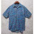 画像1: 80's【インド製】ビンテージ【Revenge Shirtmaker】【水色】総柄【コットン】半袖シャツ 【サイズM】<br> (1)