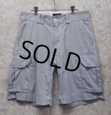 【RALPH LAUREN】【ラルフローレン】白×水色【ストライプ】【シアサッカーパンツ】【カーゴショーツ】半ズボン【短パン】【W33】 