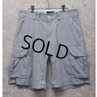 【RALPH LAUREN】【ラルフローレン】白×水色【ストライプ】【シアサッカーパンツ】【カーゴショーツ】半ズボン【短パン】【W33】 